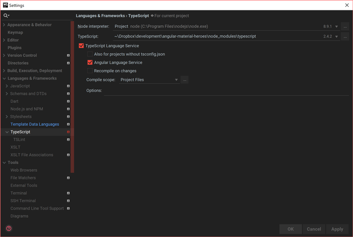 WebStorm TypeScript Tool Window